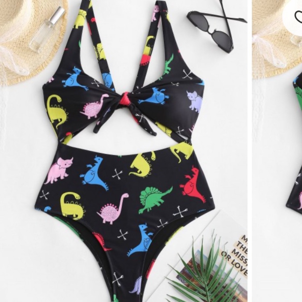 black dinosaur one piece bathing suit